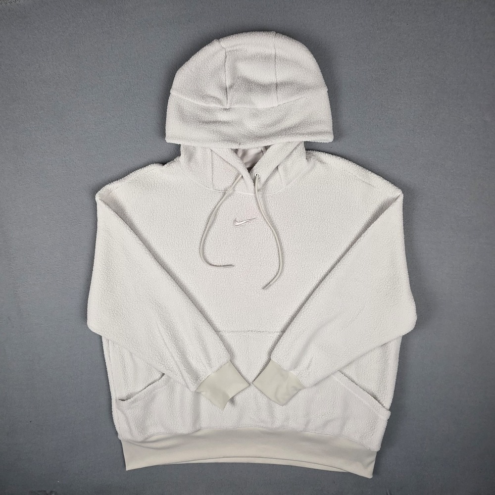 Nike Hoodie Women's Extra Large White Fleece Plush Oversized Sportswear Pullover - Picture 2 of 10